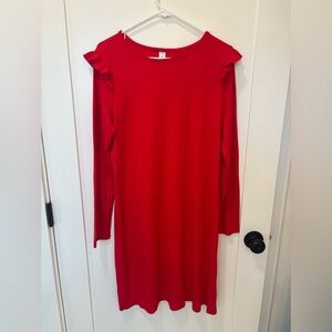 NWOT- Old Navy red rayon knit dress w / ruffle sleeve, Large (tall)
